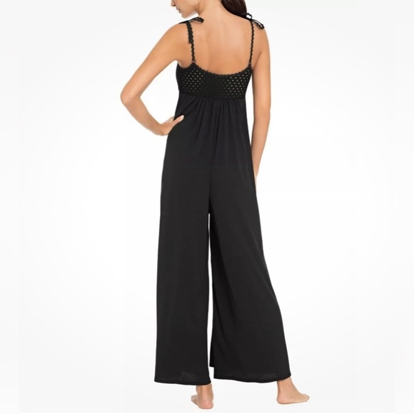 ROBIN PICCONE Chira Stretch Jersey Pant Jumpsuit Romper Small Black Lace CoverUp - Picture 3 of 12